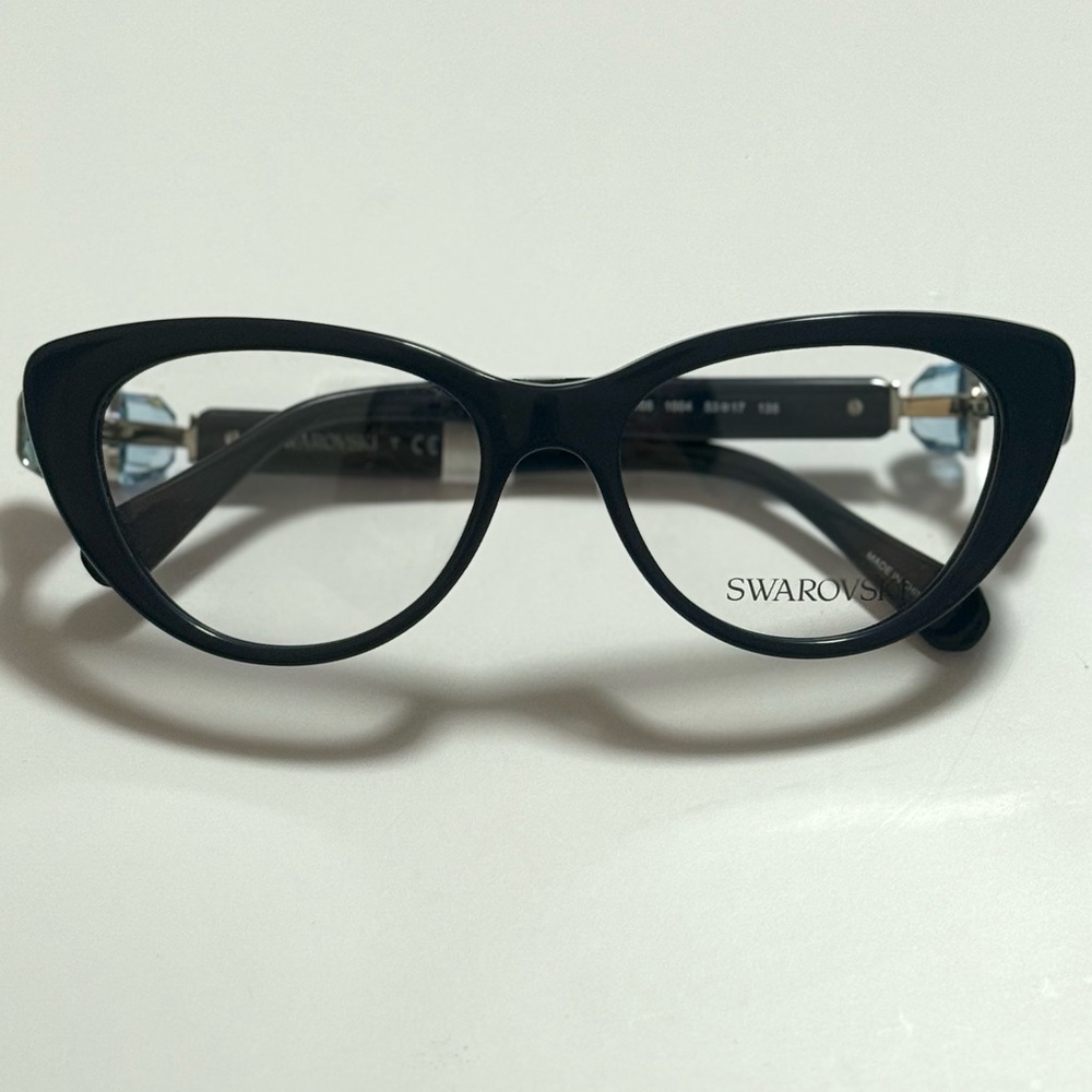 SWARVOSKI Elegant Navy Blue Cat-Eye Glasses with Crystal Details